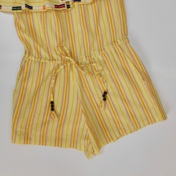 NWT!! KOPAL Rinku Romper Embroidered Ruffle Off Shoulder Vacation Boho Small - Picture 6 of 16